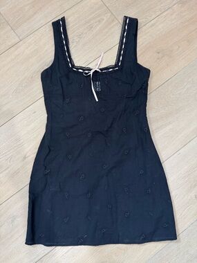 Princess Polly Black Mini Dress with Pink Ribbon